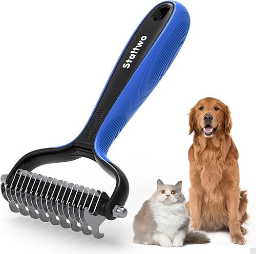 Miniatura 7 de Suministros de aseo para mascotas  Rastrillo profesional 2 en 1 y cepillo para mascotas  Control de desprendimiento para perros y gatos de pelo