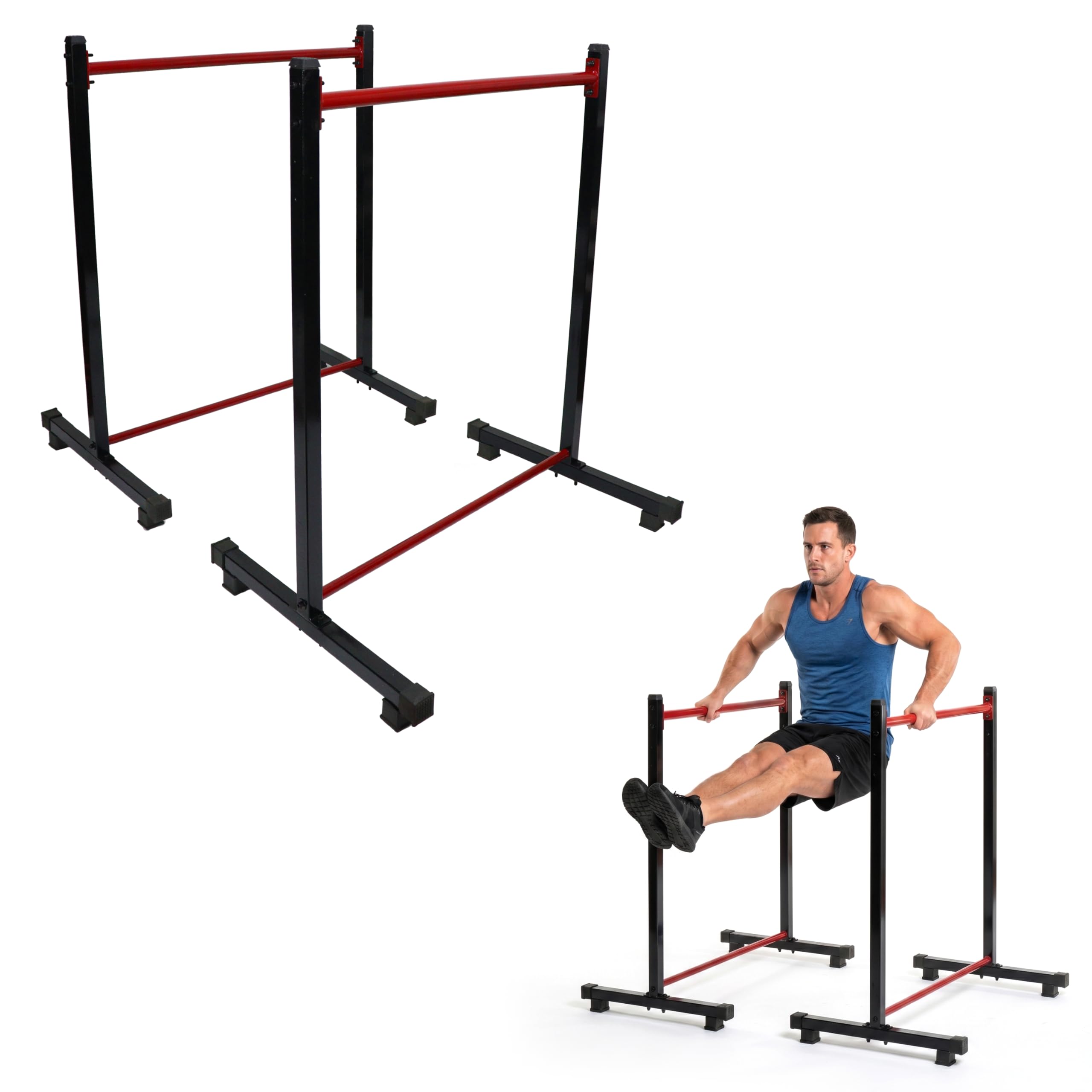 Dips Bar – Dip Stand with Height Adjustable Cross-Support Bar – Dip Bar with Non-Slip Caps – Calisthenics Bar With Comfort Handles – For Dips, Push-ups & Leg Raises Parallel Bar for Home, Gym-image-26