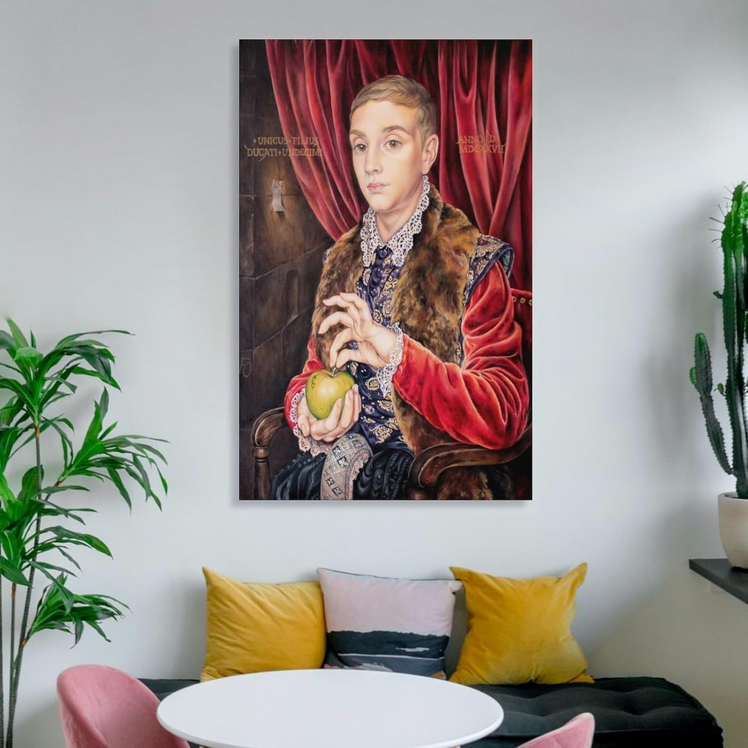 Boy With Apple Painting Poster Canvas Printing Wall Art Prints Posters Vintage Renaissance Portrait Old Master Style Wall Decor for Living Room Bedroom Office Study 08x12inch(20x30cm)