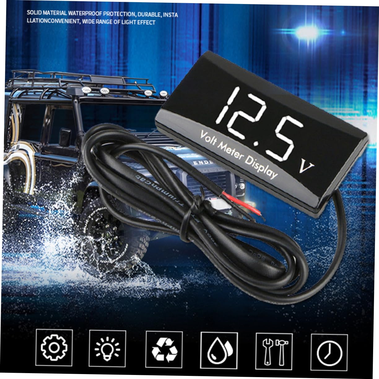 Alipis Digital Voltmeter Gauge Voltage Tester Led Display Car Motorcycle Boat