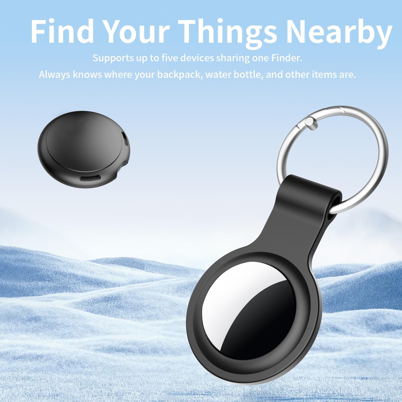 2 Pack Item Finders Tracker Tag[Apple MFi Certified] Works with Apple Find My (iOS Only) Air Bluetooth Smart Tag Key Finder with Sound Waterproof Worldwide Network Tracking for Dog Wallet Luggage Pets — view 3