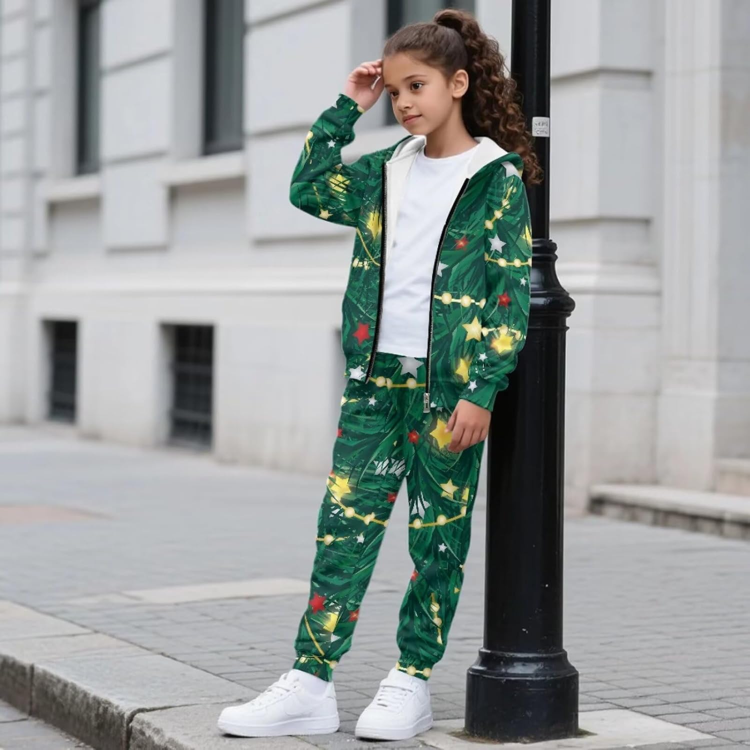 Sweatsuit for Girls Boys 2 Piece Outfits Tracksuit Full Zip Hooded Sweatshirt and Joggers Set for School Outdoor