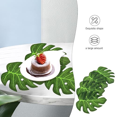 Miniatura 5 de iplusmile Decoración de tartas tropicales, 60 hojas secas, decoración de cupcakes de árbol para fiesta de selva