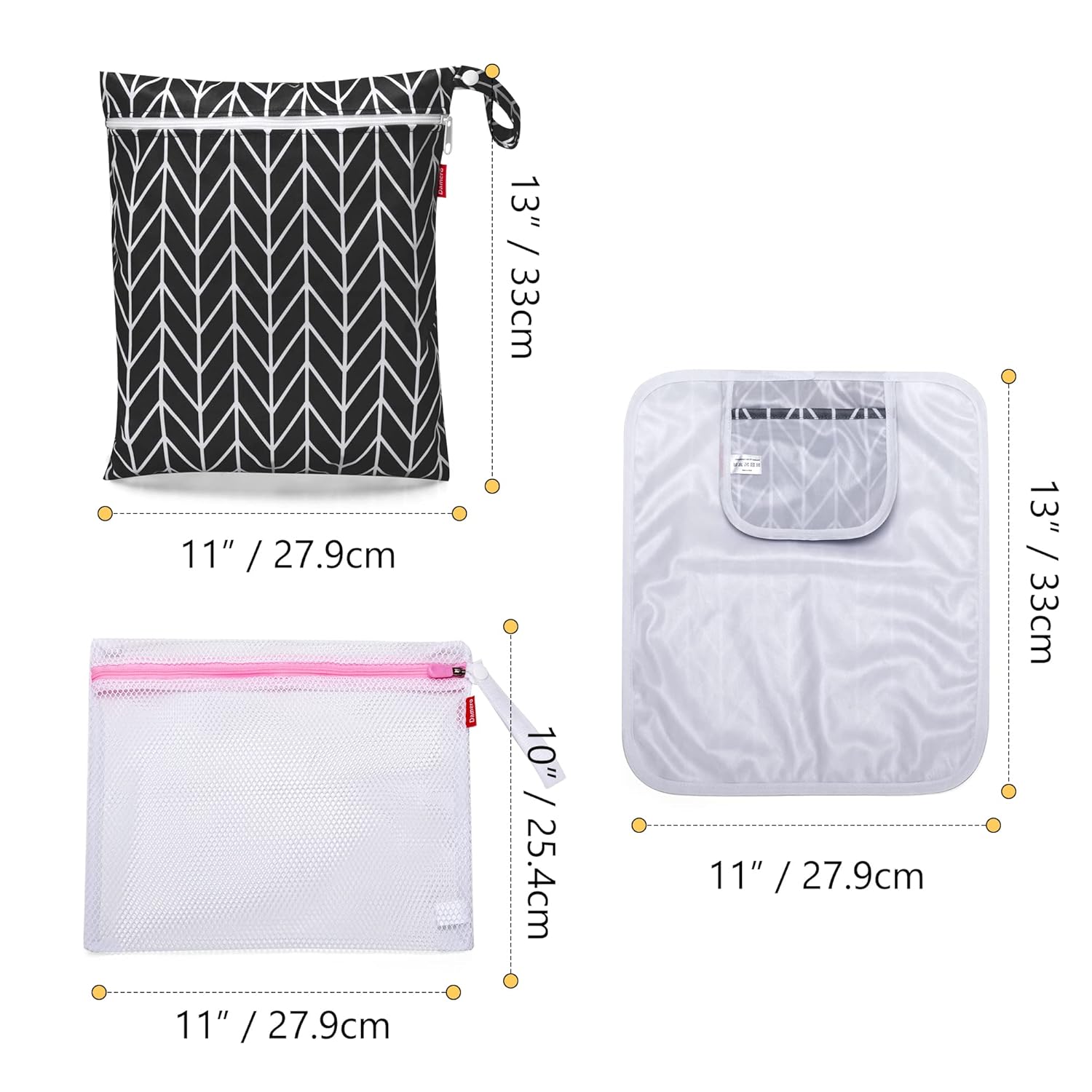 Damero Breast Pump Parts Bag, Wet Dry Breast Pump Parts Bag, Pumping Bag with Waterproof Mat and Mesh Bag, Black Arrow