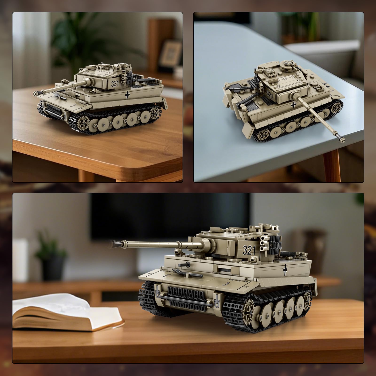 Reobrix Kit de Construcción de Tanque Tigre I, World of Tanks Modèle 77031 | Maqueta de Tanque Tigre I, Modelo de Vehículo Militar 1:28, Kit de Modelismo de Tigre I, Regalo Modelo de Tanque, 1138 Piezas