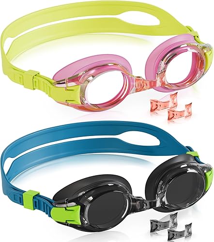 Miniatura 16 de Aegend - Paquete de 2 gafas para niños, gafas de natación para niños de 4 a 16 años, niños y niñas jóvenes, gafas de piscina antivaho, impermeables,