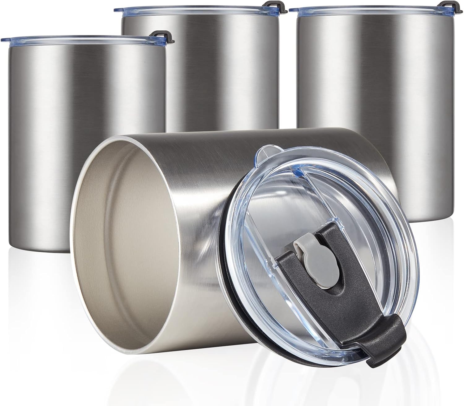 MEWAY 12 oz Lowball, Tumbler Stainless Steel Double Wall Vacuum Insulated Mug with Straw and Lid, Cleaning Brush ，Durable Powder Coated Insulated Coffee Cup for Cold & Hot Drinks (Silver, 1 Pack) - Image 6