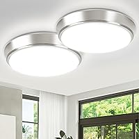 IINVGOOD 13" 36W Dimmable Flush Mount LED Ceiling Lights, 5CCT 2700K-6500K Adjustable, 4000LM Bright Brushed Nickel, 2-Pack for Bathroom Hallway
