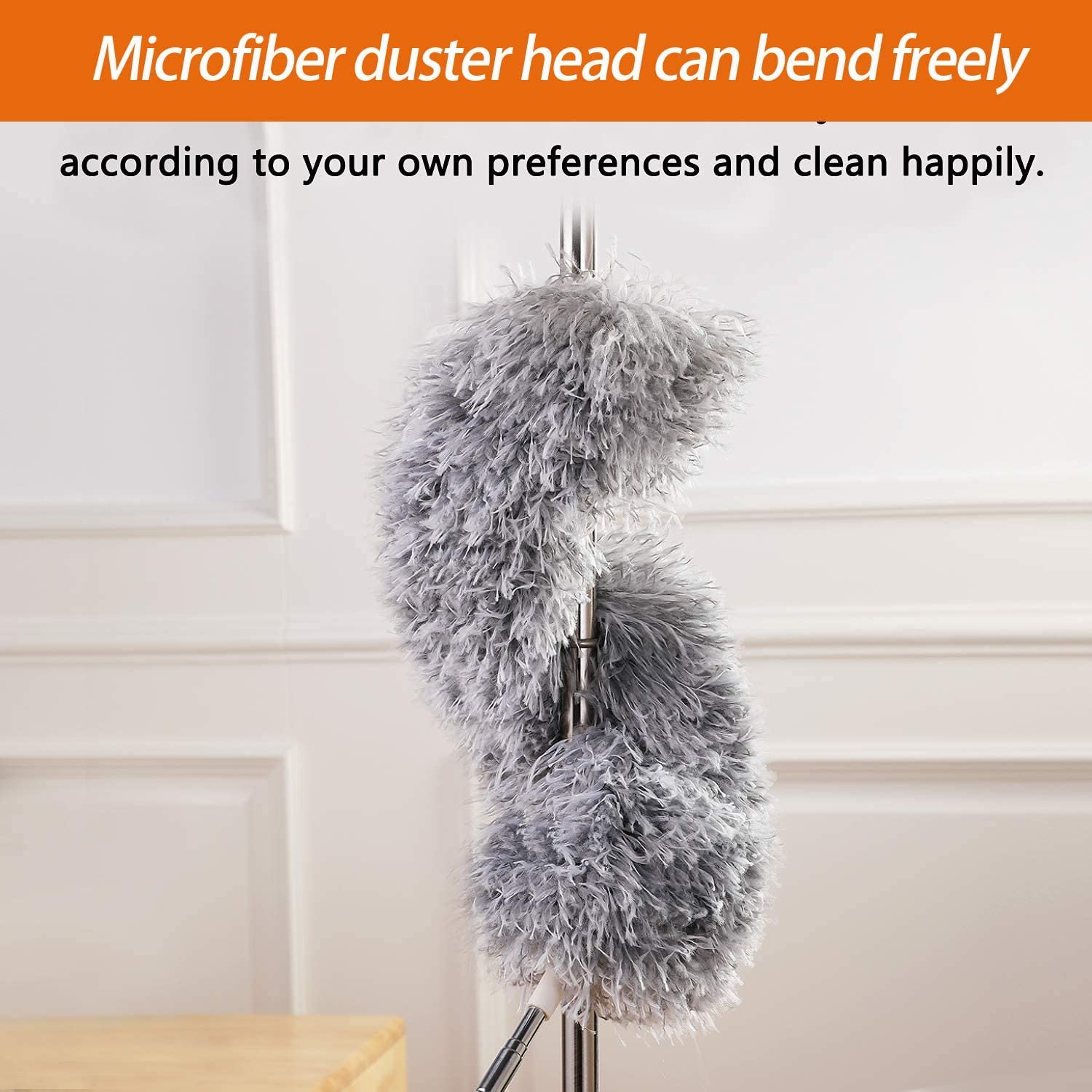 KRIVAT Microfiber Feather Ceiling Duster for Dust Cleaning Extendable Pole 30-100 Inch Anti Scratch Bendable Head Brush for Cleaning High Cobweb Stick high Ceiling Fan (Ceiling Duster 100 inch) 4