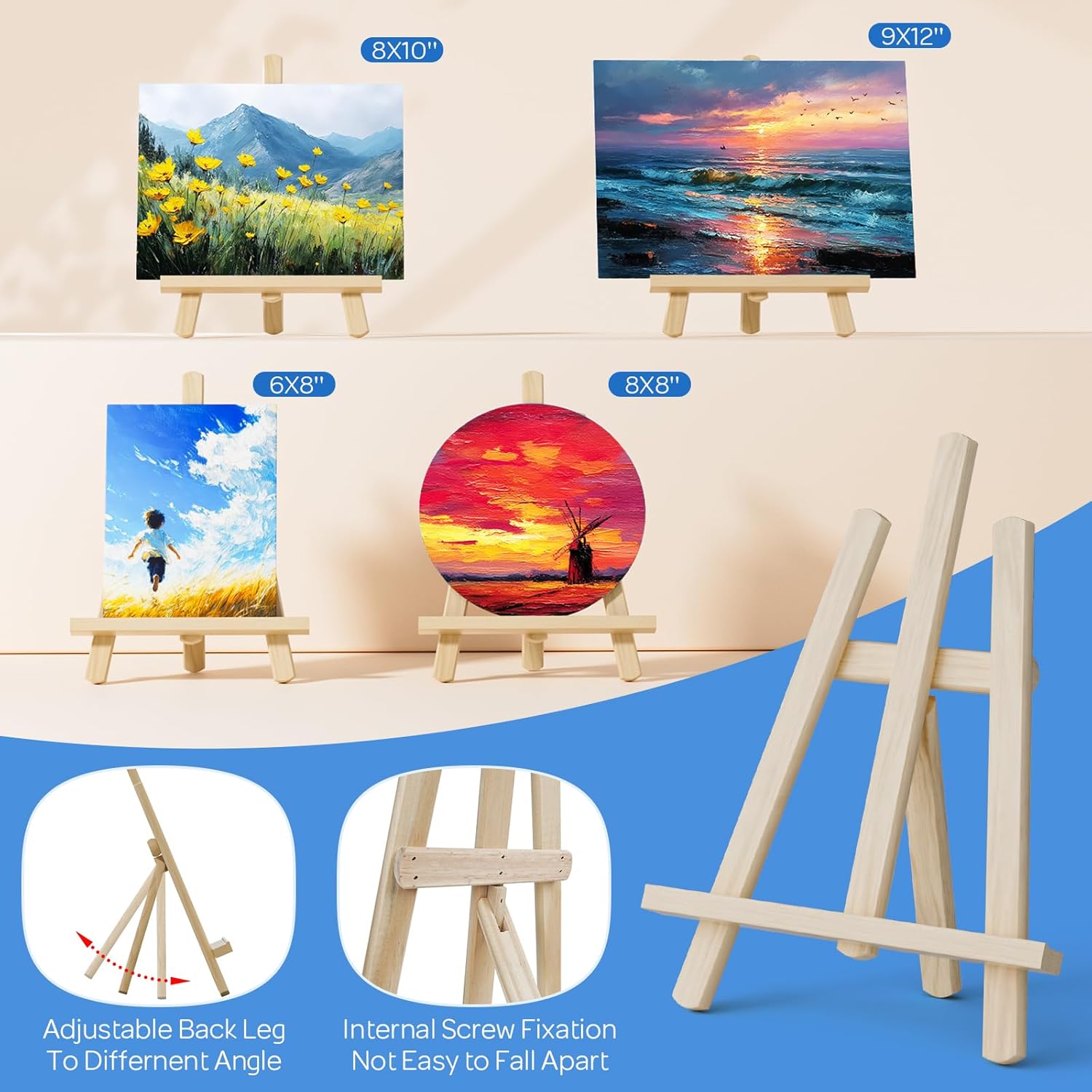 Nicpro Acrylic Paint Canvas Set for Adults, 46PCS Art Painting Supplies Kit with 24 Acrylic Paints(36ML), Table Wood Easel, 5 Canvas Panels, 12 Brushes, Paper Pad, Palette for Artist Beginner Students - Image 4