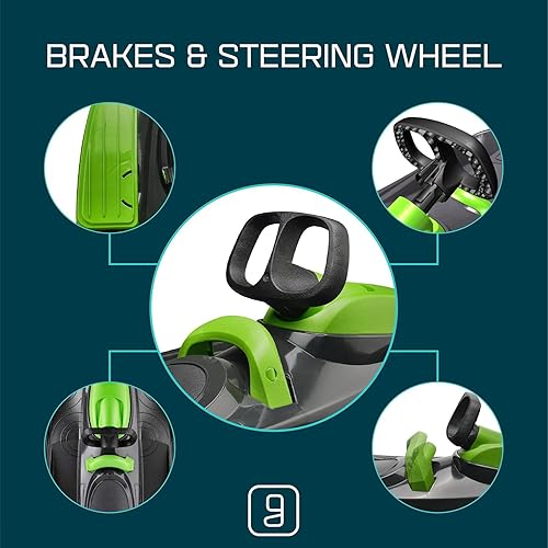 Vista 6 de Stratos - Trineo de nieve para niños - 2 personas Trineo de nieve orientable para mayores de 3 años Verde (Mystic Green),Azul (Electric Blue),rosado