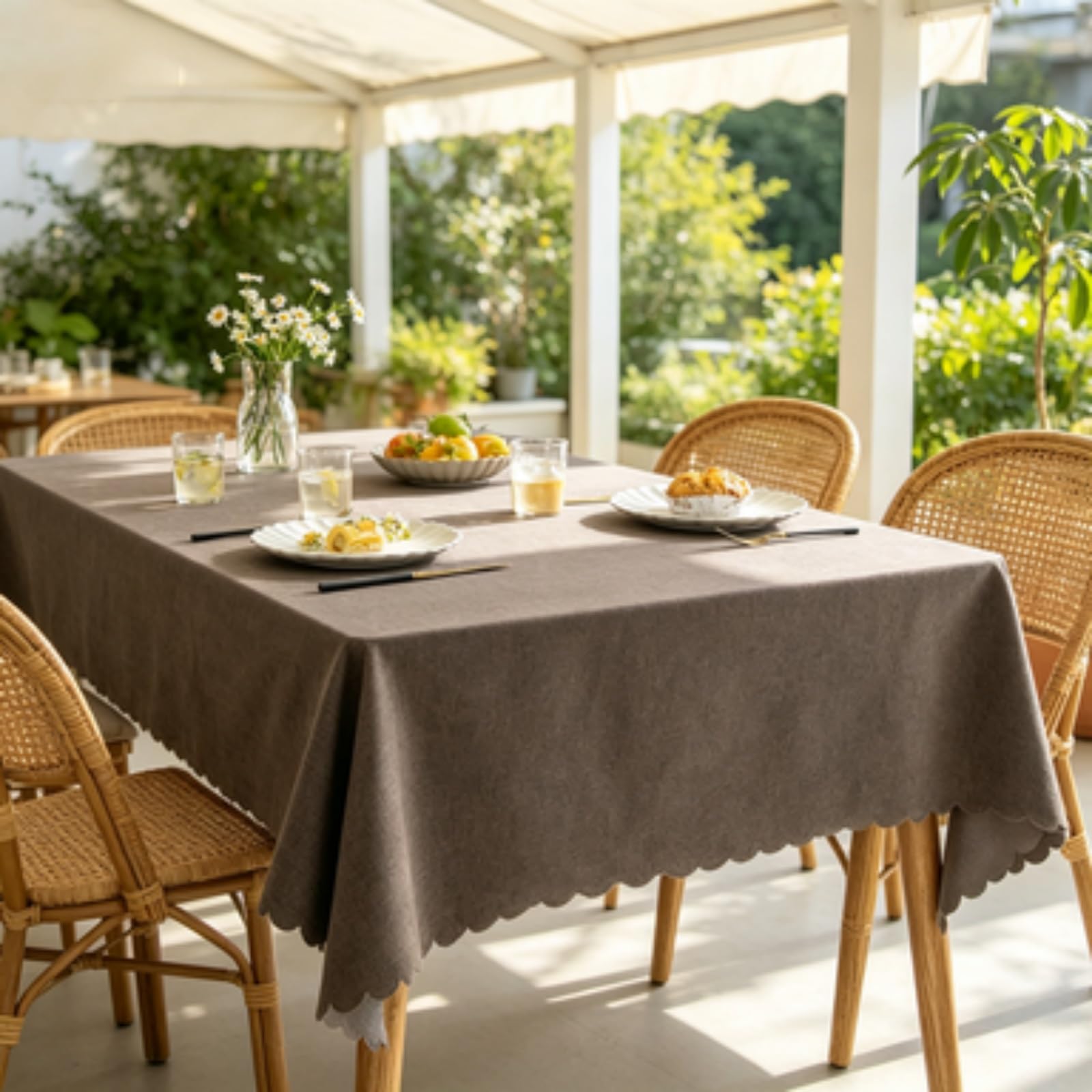 RCYONGQ Table Cover Wipe Clean Tablecloth Water Resistant, Wipeable Decorative Tablecloths Durable Scratch Resistant, Washable For Coffee Kitchen Small Tabletop Decoration(Brown,140x220cm)