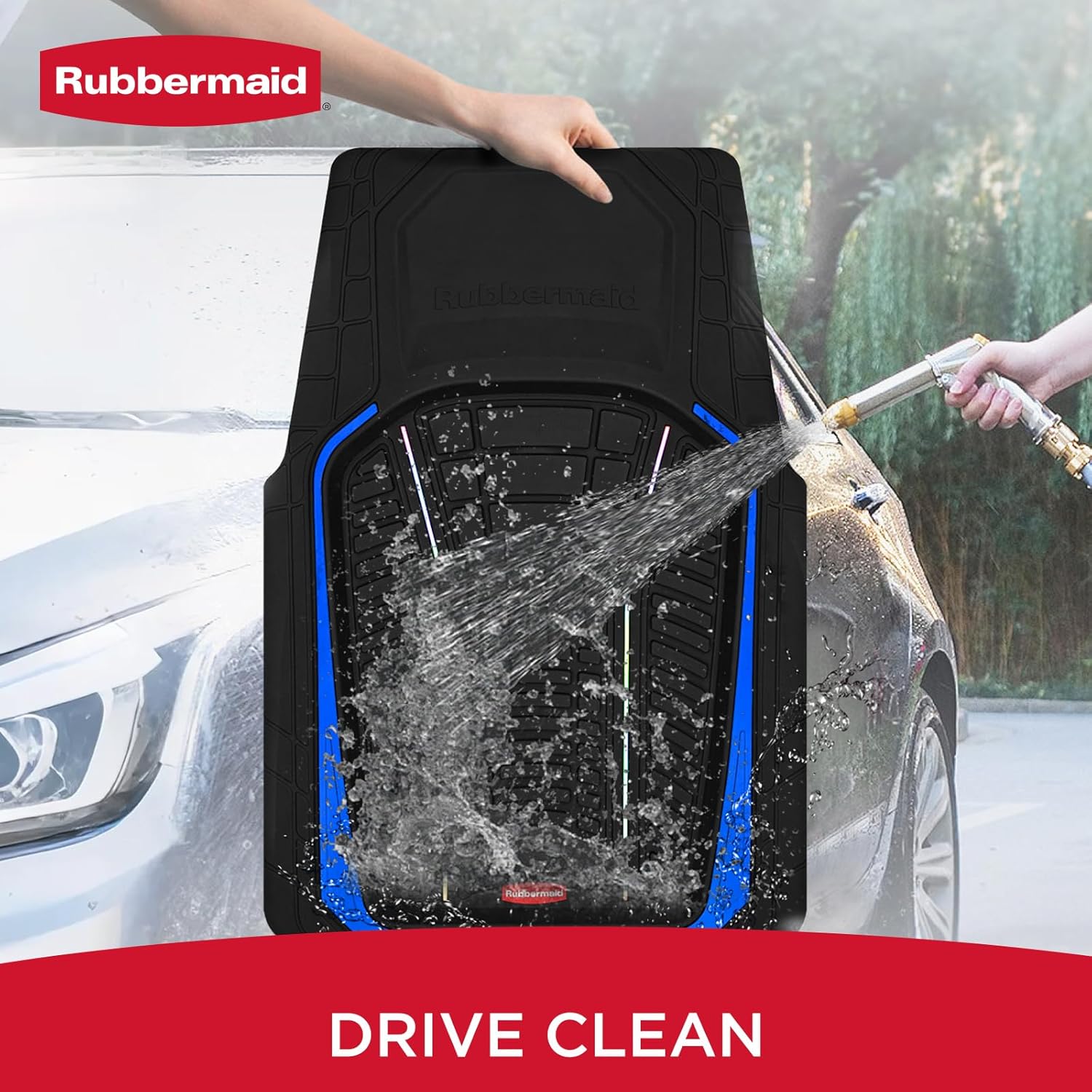 Rubbermaid Car Floor Mats Full Set – Premium All-Weather Car Mat with Brushed Aluminum Inserts, Universal Trim-to-Fit Design, Anti-Slip Backing for Cars, SUVs, Trucks, and Vans - Image 6