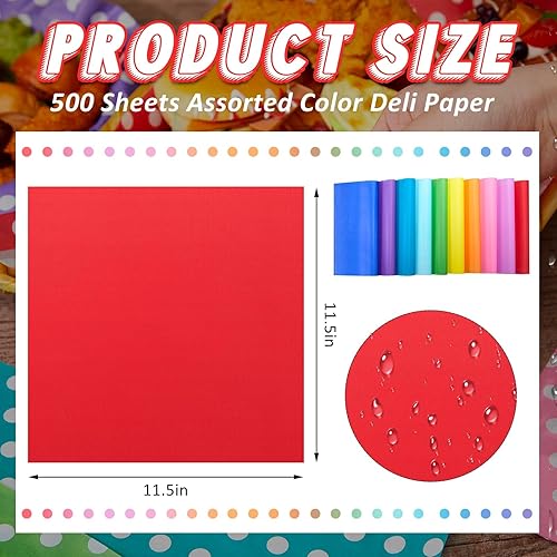 Miniatura 2 de Lincia 500 hojas de papel encerado para alimentos, 12 x 12 pulgadas, revestimientos para cestas de alimentos, hojas de papel de delicatessen