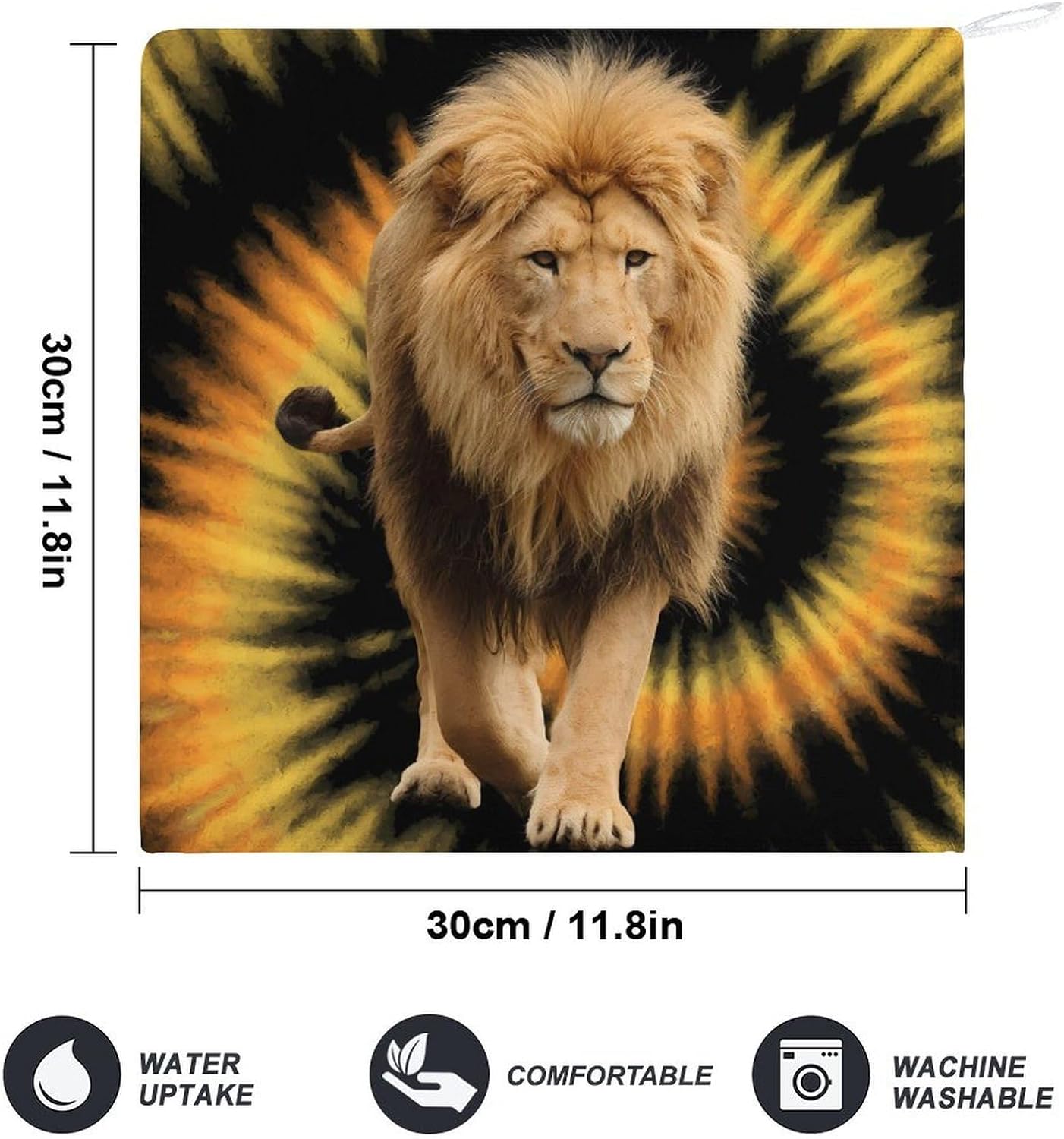 Tie Dye Lion Microfiber Hand Towels for Bathroom Soft Absorbent Bath Kitchen Towel with Hanging Loop 4PCS