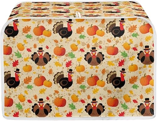 Vista 151 de UNICEU Funda acolchada para tostadora con patrón de café, se adapta a la mayoría de tostadoras estándar de 4 rebanadas patrón de café,Hojas de otoño