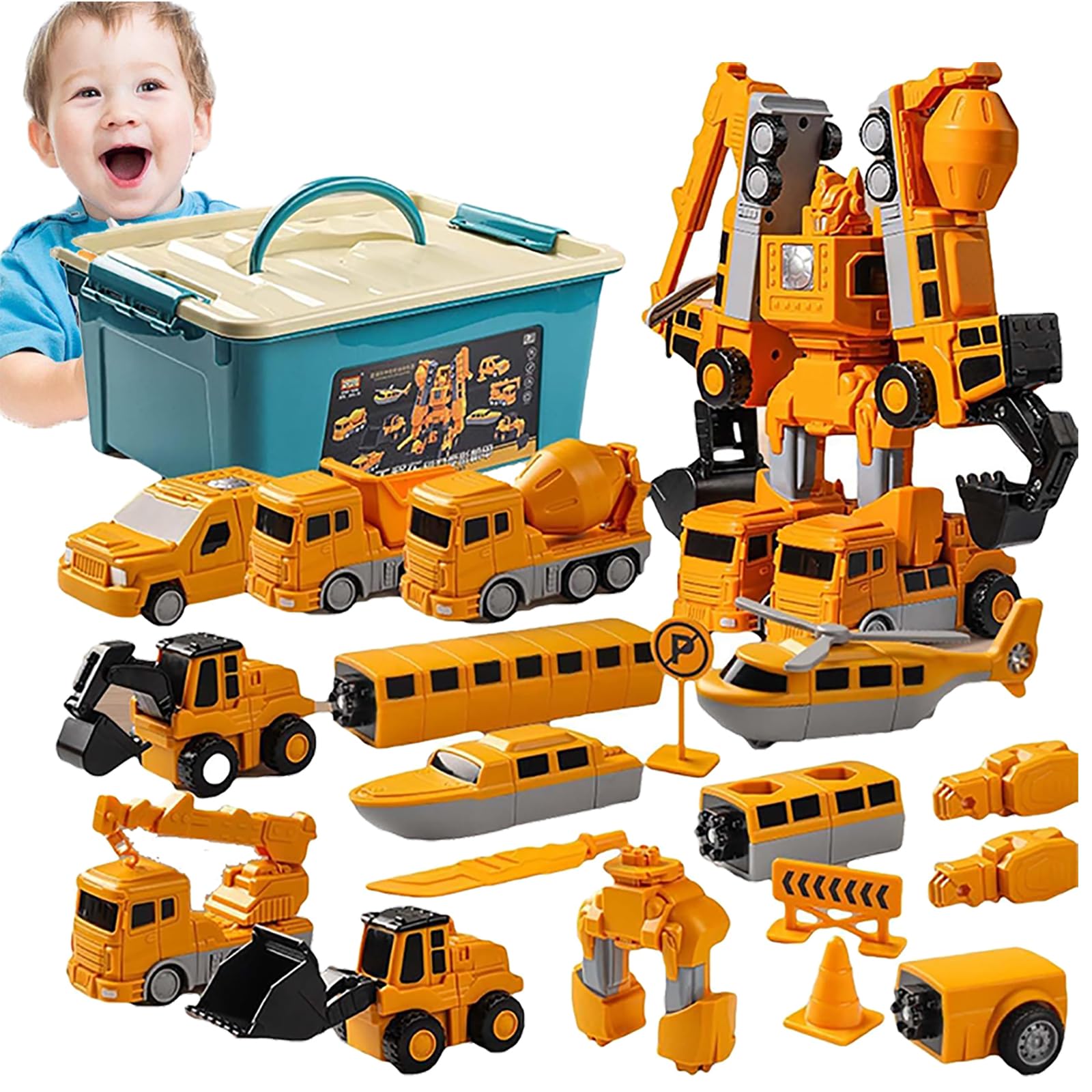 Constructo Modular Transforming Toy Set,Magnetic Transform Engineering Car Assembled Toys,Engineering Assembled Car Toy,Kids Construction Toys,Transforming Robot Toys Kids,With Storage Box (35Pcs)
