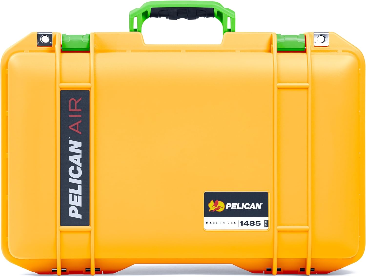 Yellow Pelican 1485 Air case - Comes Empty - Lime Green Handle & latches.