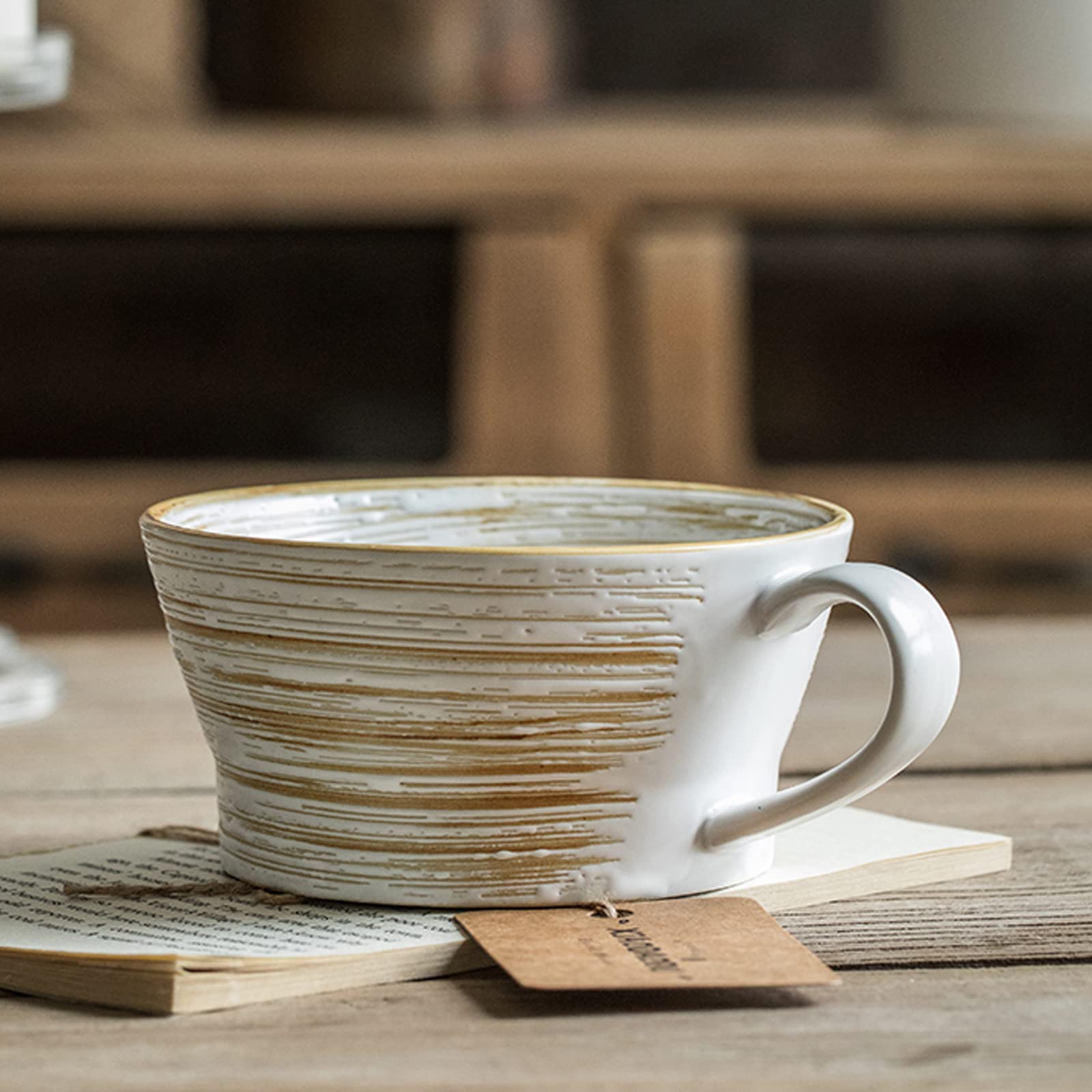 Orientalny ceramiczny zestaw do herbaty zestaw do herbaty Vintage kubek ceramiczny 350 ml, kubki ceramiczne do herbaty zbożowej, kawy i mleka Cappuccino, ceramiczny kubek do płatków owsianych, kubek p