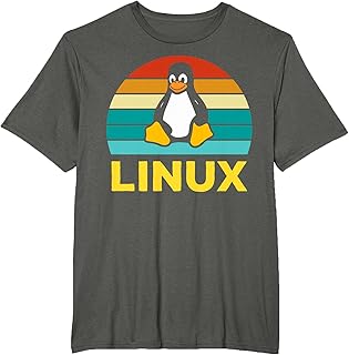 Retro Schwarz Klein T-Shirt für Erwachsene, Herren, Unisex, Halbarm, Klassische Passform, Pull-On, Linux Nerd T-Shirt
