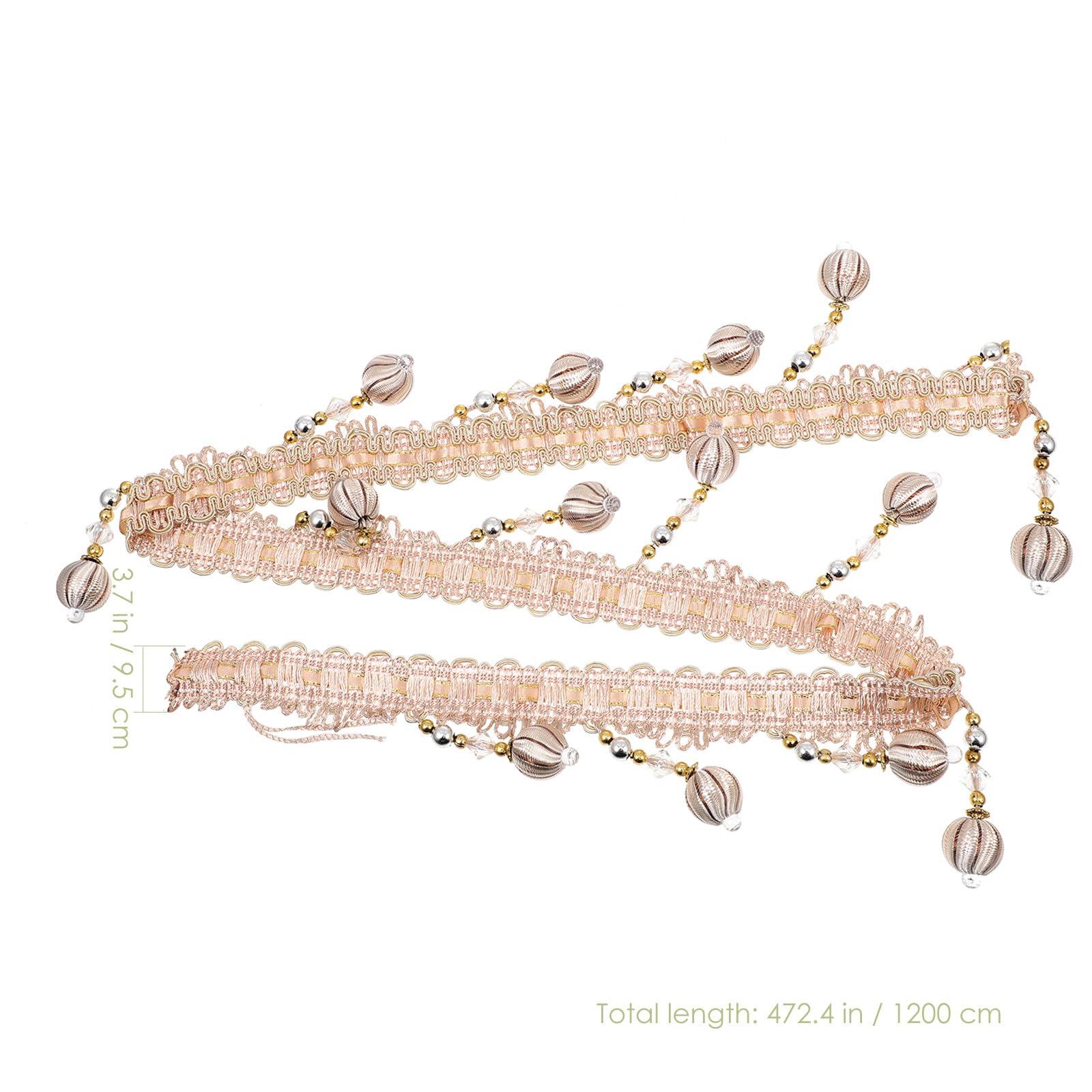 Perlenquastenanhänger Beige mit Feinem Touch, Dekorative Fransenborte | Polyesterseide und Kunststoff, für Partys und Zuhause, Bastelbedarf für Gardinenzubehör