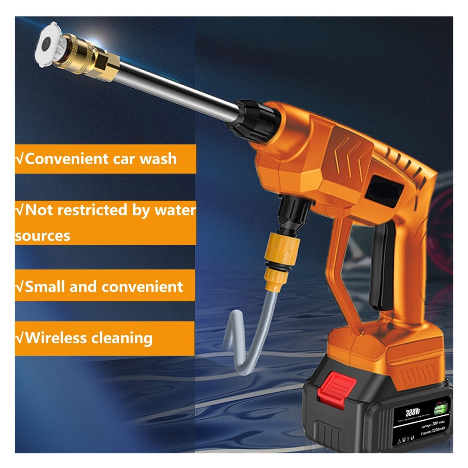 Pulitore For Pistola For Auto Ad Acqua A Spruzzo Automatico Con Batteria Al Litio Ricaricabile For Rondella For Alta Pressione Senza Fili For Da 18V Potente Getto A Pressione