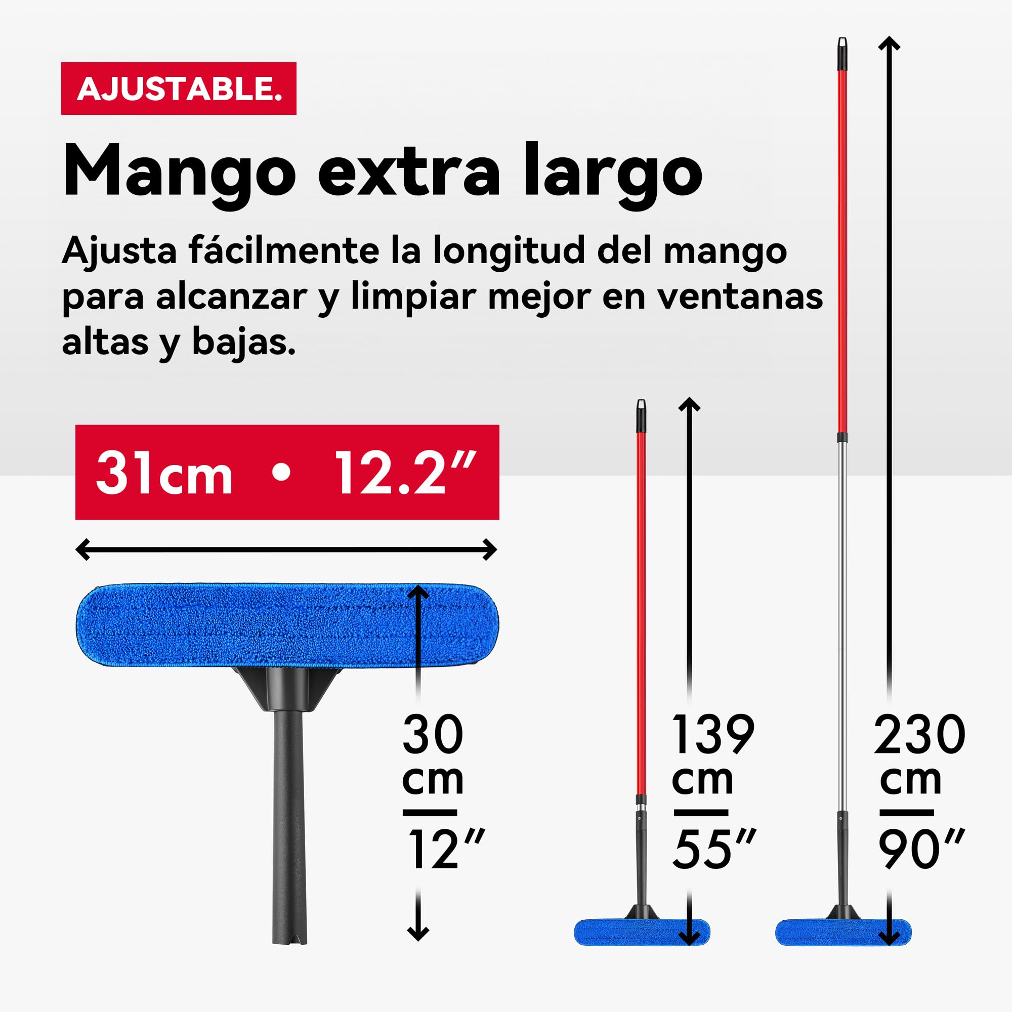 Tyroler Limpiacristales 2 En 1 con Mango Telescópico 1,4-2,3 M