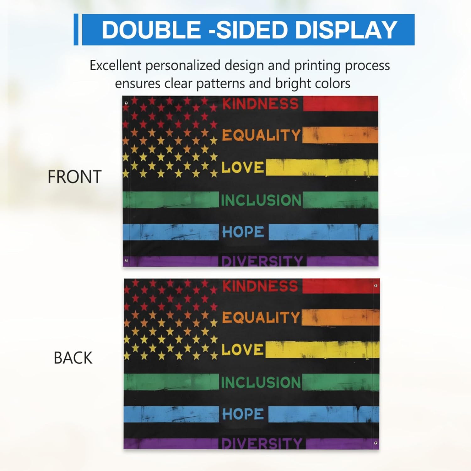 Rainbow Pride Flag American Flags Rainbow Slogan Flags Progress LGBT Gay Pride Flag 3×5 FT for Wall Community Outside - Image 3