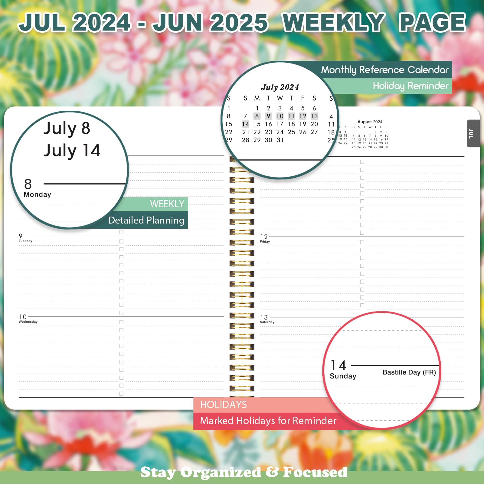 Snapklik.com : 2024-2025 Planner - July 2024 - June 2025, Academic ...