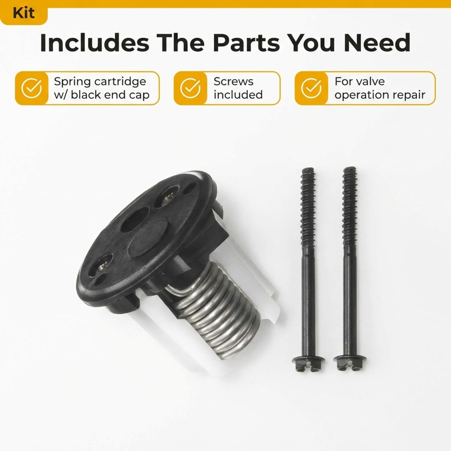 Halotronics RV Toilet Spring Cartridge Kit for Dometic EcoVac 385310683 | Replaces OEM 385310683 with black end cap. Fits Dometic EcoVac 5000-series (except 5006), Traveler 110 and 210 RV toilets.