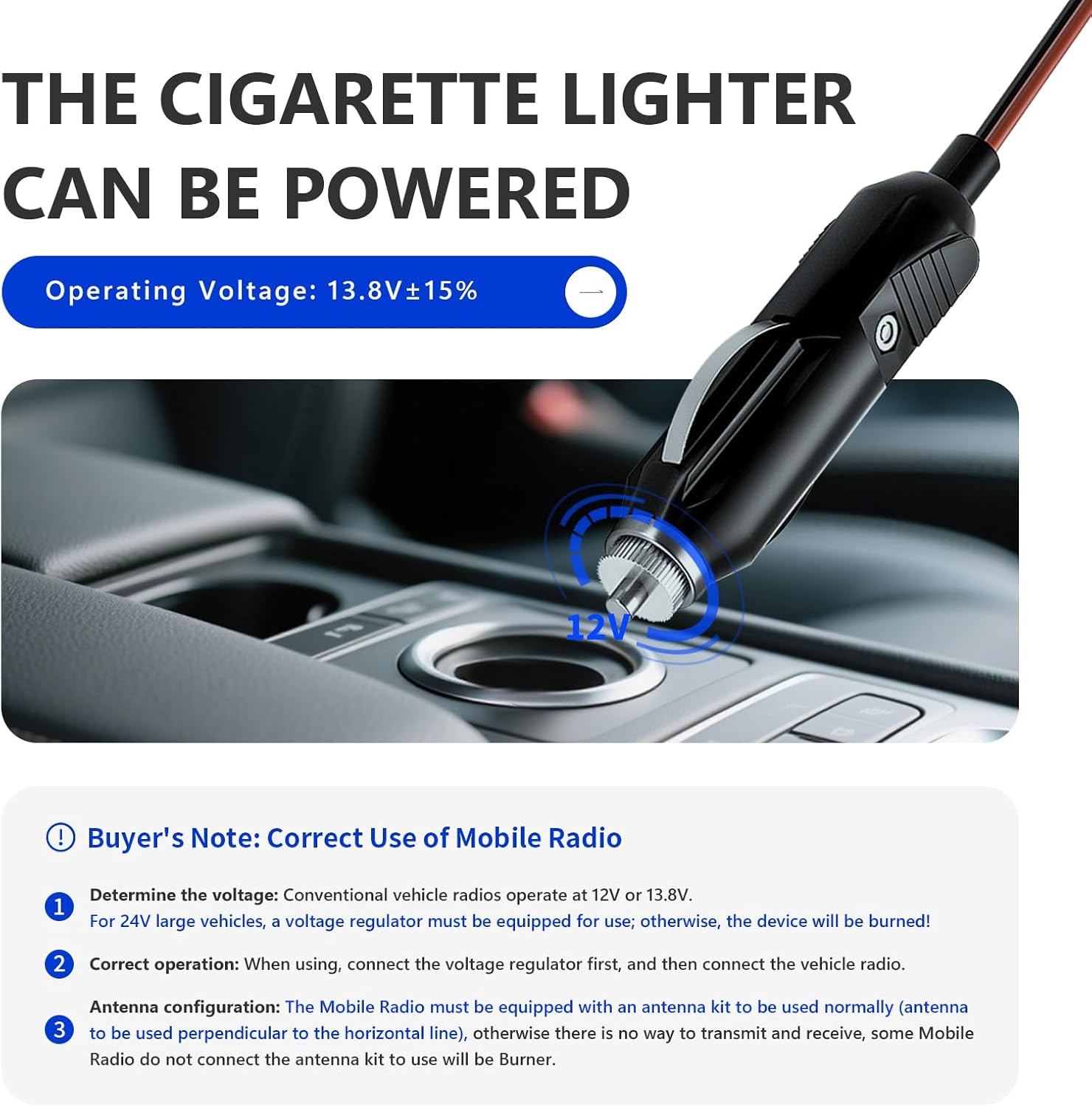 Cigarette lighter power adapter connected to a vehicle's power outlet