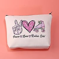 Vista 3 de JXGZSO Bolsa de maquillaje para patinaje sobre ruedas, bolsa de rodillo de amor de paz, bolsa de patinaje para fanáticos del equipo, regalo