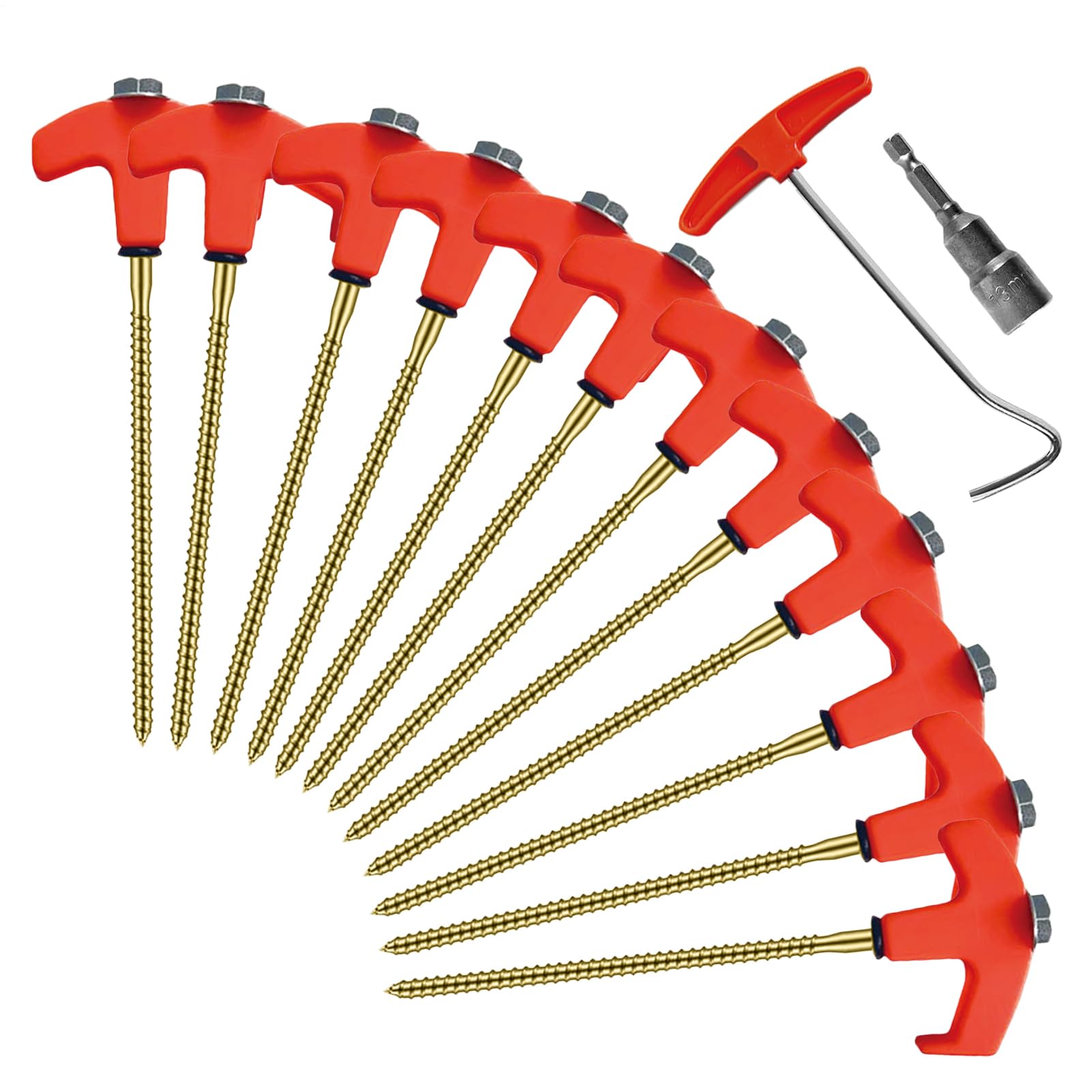 Piquets de tente robustes et fluorescents en kit de sardines hexagonales pour bâche
