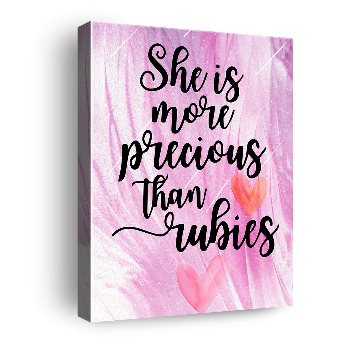 yuzi-n Inspirational She is More Precious than Rubies Poster Canvas Wall Art & Tabletop Decoration for Home Girls Room Baby Girl Nursery Decor - Easel & Hanging Hook 8x10 Inch - Bible Verse Quot
