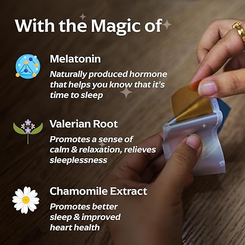 Miniatura 3 de Tiras de melatonina (5 mg) para dormir, 30 (paquete de 3)  Ayuda a mejorar el ciclo del sueño, la calidad del sueño y alivia el jet lag  con hierbas