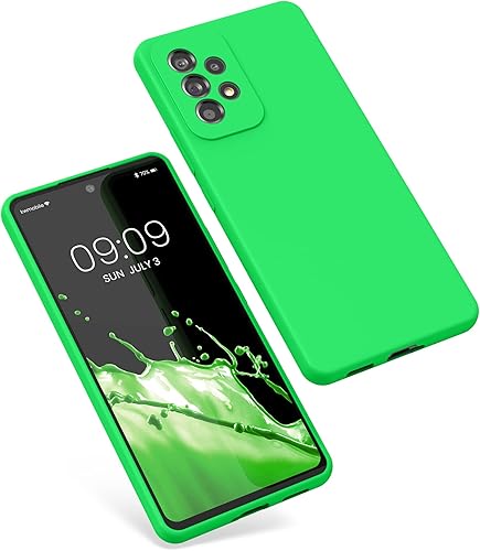 Miniatura 5 de kwmobile Funda compatible con Samsung Galaxy A53 5G - Funda de silicona TPU con acabado suave - Verde neón