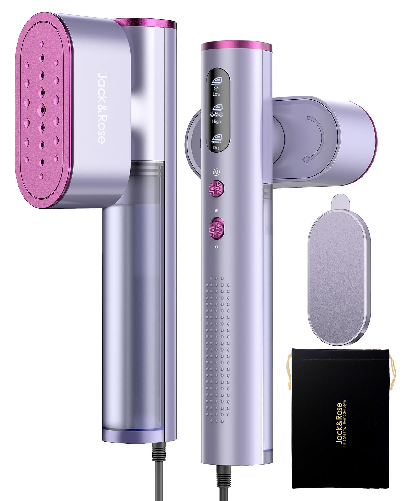Défroisseur vapeur de voyage, utilisation mondiale(100-240V), 1000W, 22g/min de vapeur Fer à Repasser Vertical, Grand réservoir d'eau de 150 ml, 2 en 1 Steamer Chauffage rapide en 15s Jaune