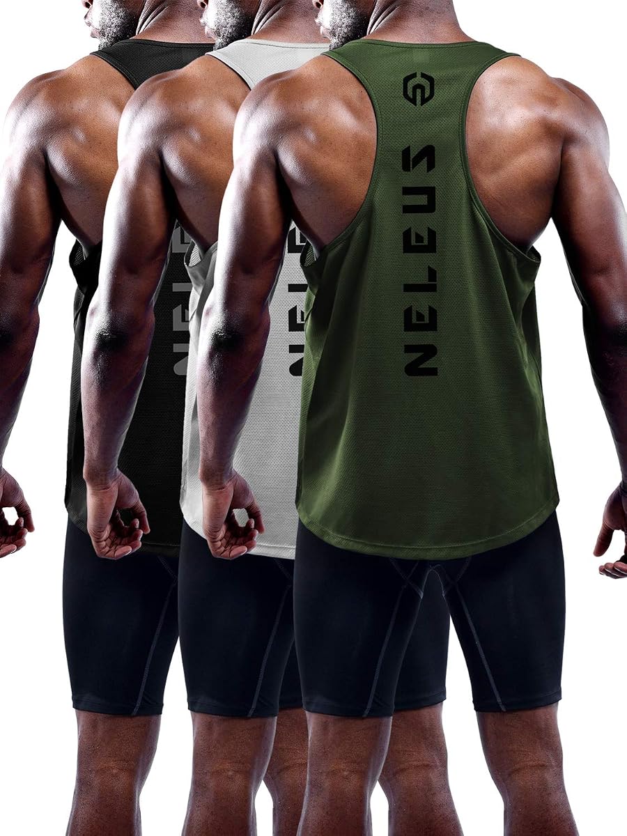Pack de 3 camisetas Y-Back Muscle Tank Workout Gym para hombre