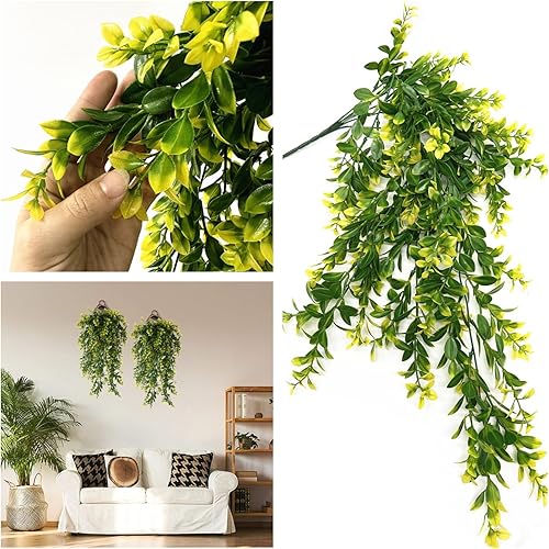 Miniatura 4 de Vid colgante falsas, plantas artificiales, hojas de plástico, plantas de hiedra de vid sintética, para interiores y exteriores, jardín, oficina,