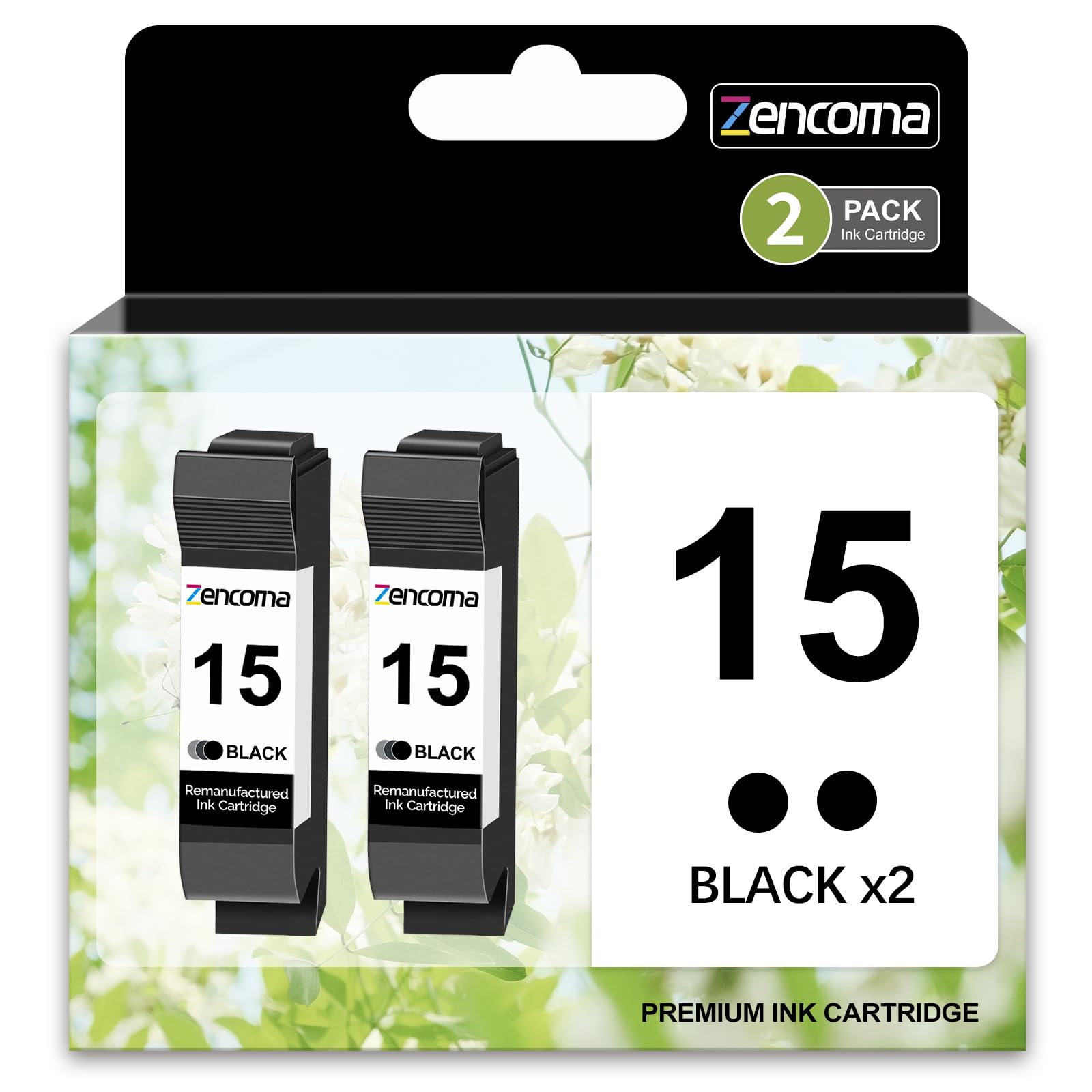 Photo 1 of Zencoma Remanufactured for HP 15 Ink Cartridge Black C6615DN High Yield Black Ink Cartridge 15 for HP Deskjet 940c 810C 812C 825C 3820 Officejet 5110 V40 PSC 500 760 950 750 950vr Printer(2 Pack)
