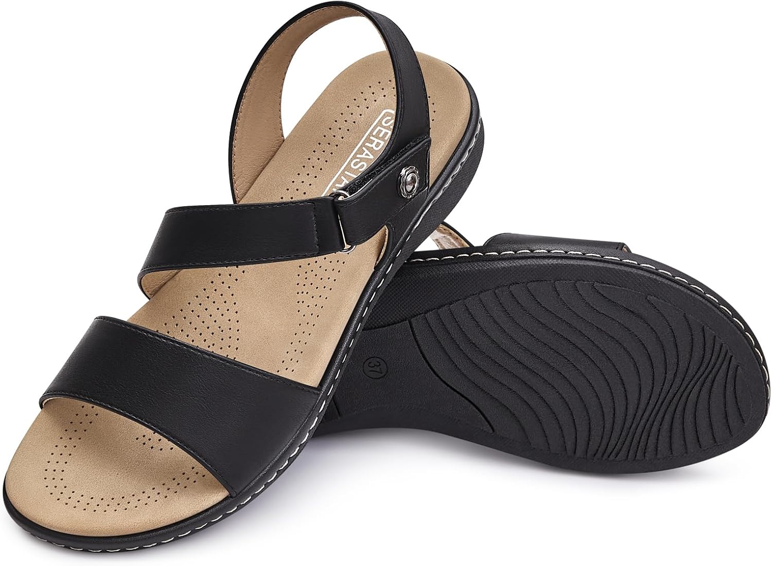 Comfortable Flat Women Sandals - Arch Support Dressy Summer Casual Walking Strappy Womens Sandal Shoes