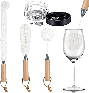 3 Pcs Decanter Cleaning Brush Kit Glassware Cleaner Brush 150 Pcs Wine Decanter Cleaning Beads Flexible Bottle Scourer Reusable Cleaning Tools for Wine Glass Goblets Carafe Crystal Flute