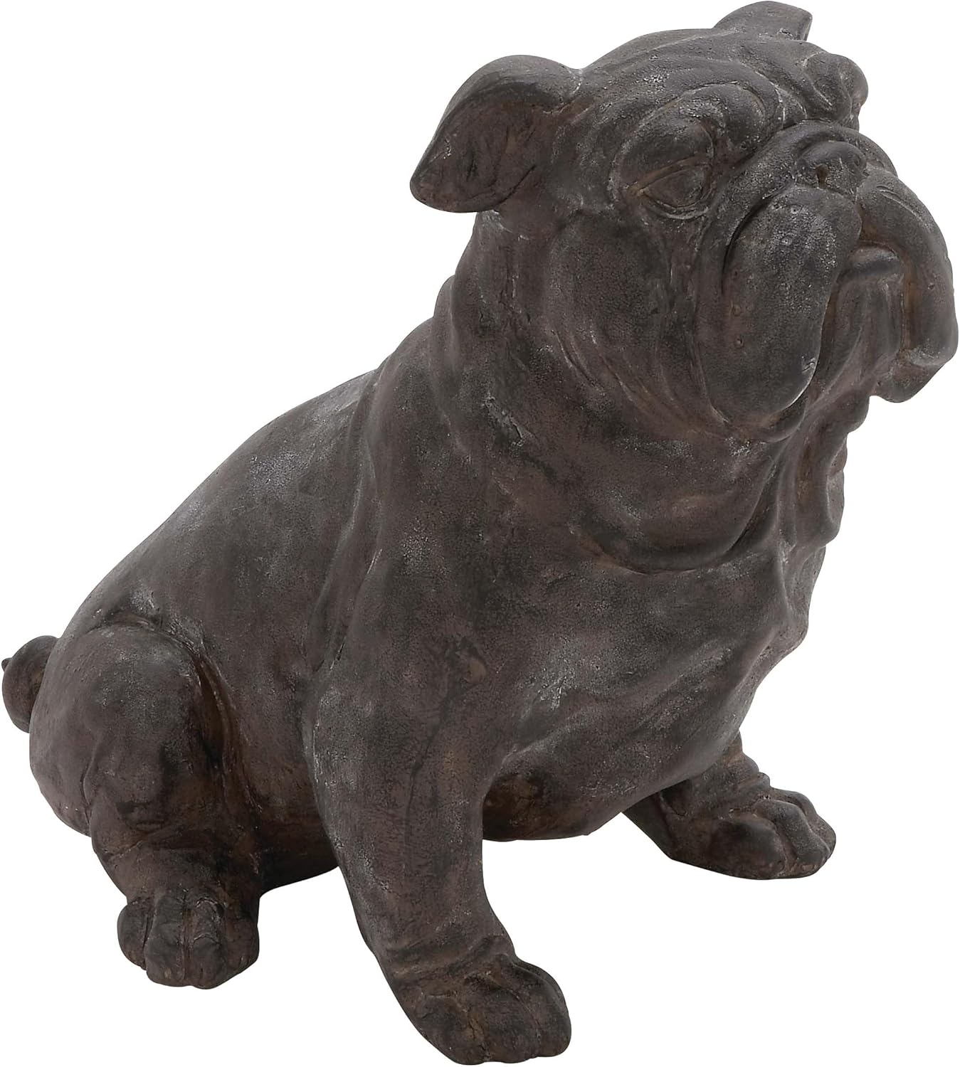Deco 79 Polystone Bulldog Decorative Sculpture Weathered Sitting Home Decor Statue, Accent Figurine 17" x 9" x 13", Brown