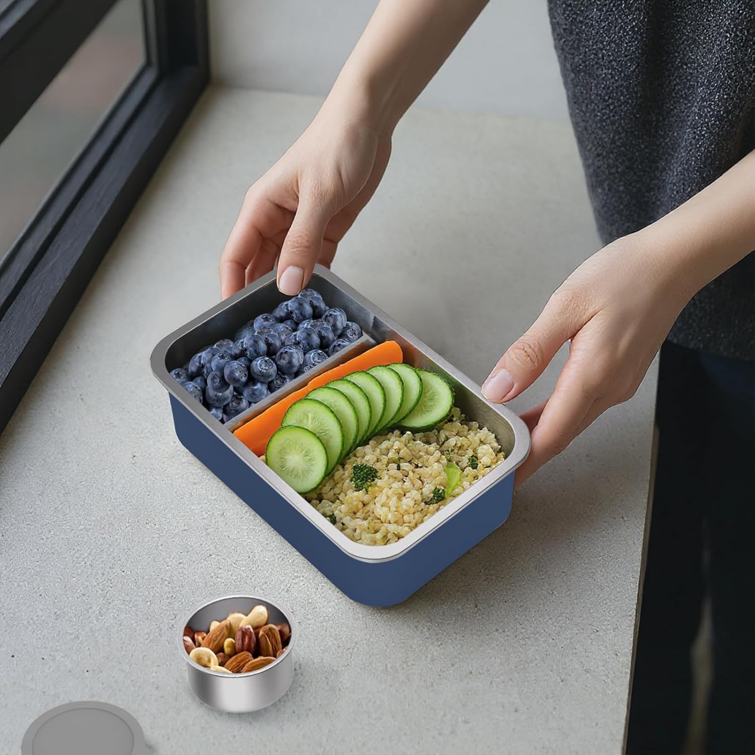 Bakpoco Stainless Steel Bento Lunch Box Set for Adult - 42oz Leak-Proof Bento Lunch Box Container with Thermo, Insulated Bag for Work Travel Dining Out