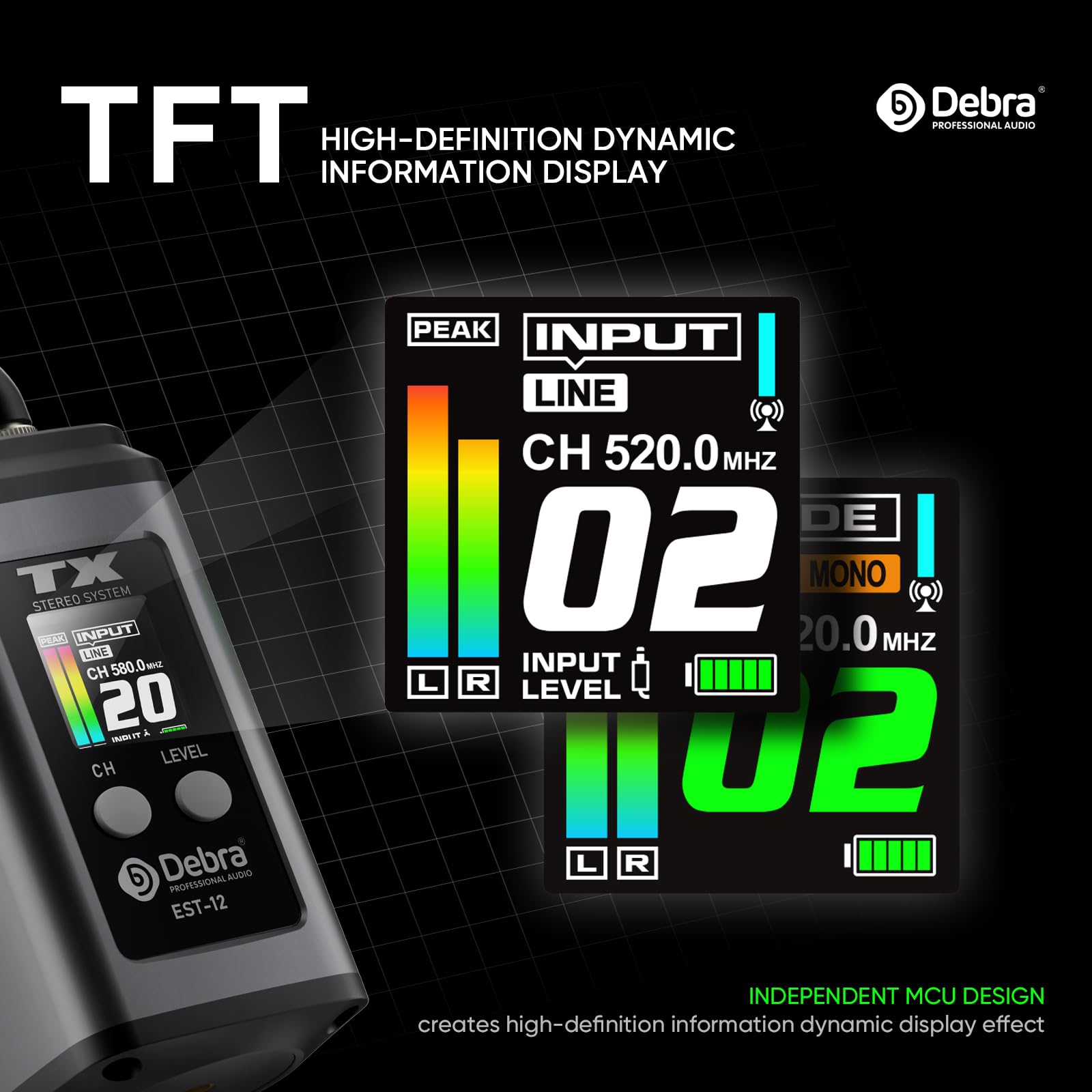 D Debra EST-12 UHF In-Ear Monitoring System Profi-Set mit 2 Empfänger, 20 Kanäle, latenzfrei, 80m Reichweite, Metallgehäuse für Studio & Bühne