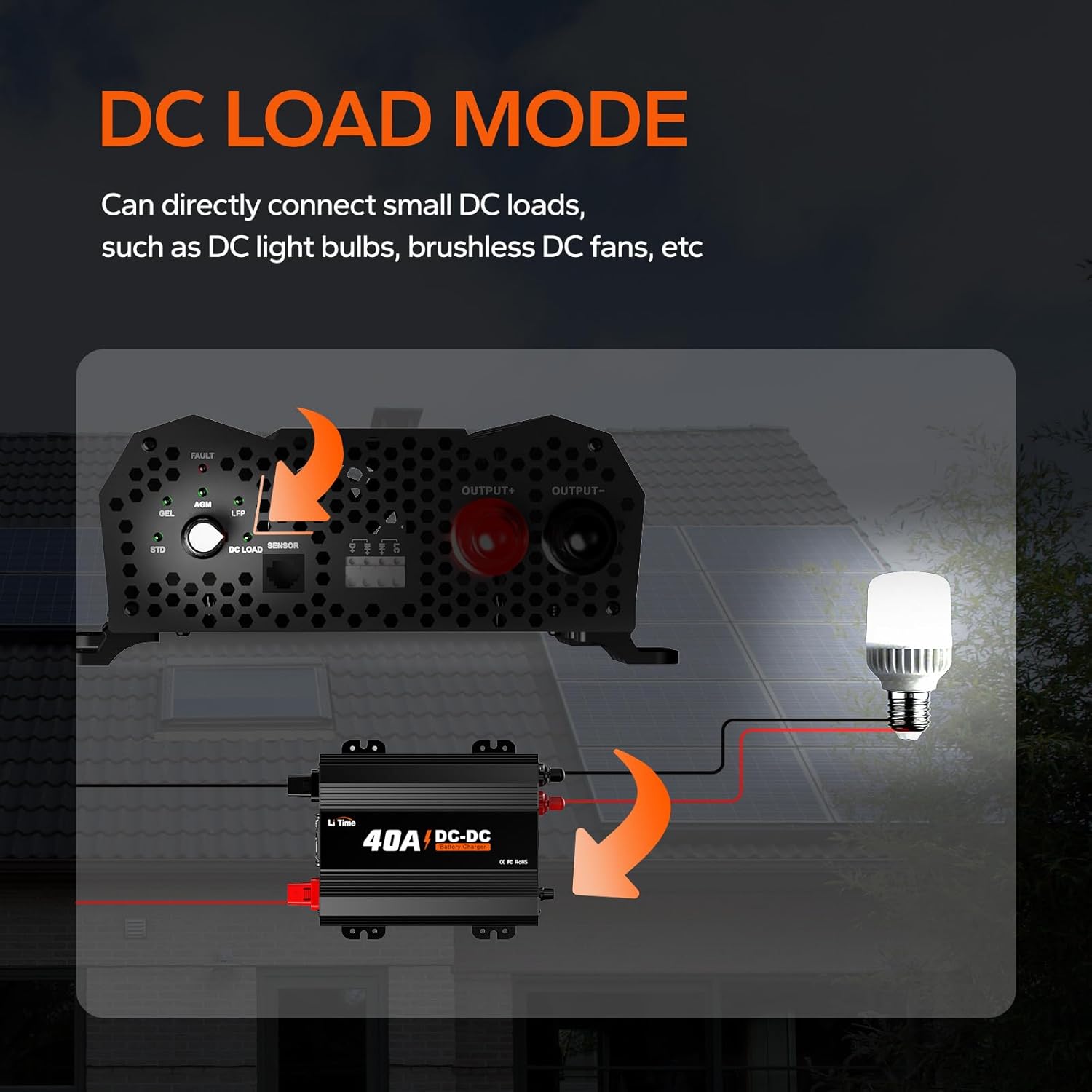 LiTime 12V 40A DC-DC Battery Charger DC Load Mode diagram