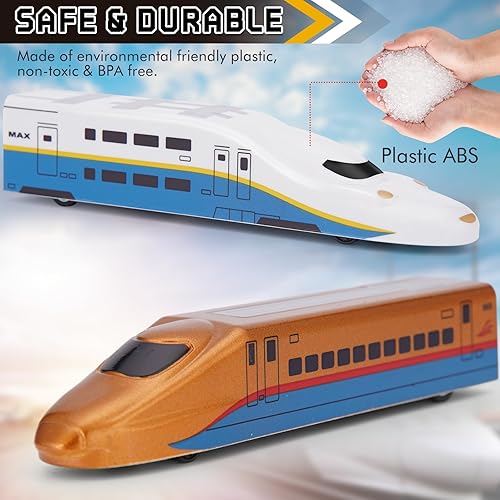 Miniatura 3 de Tren bala de juguete de tracción de tren urbano de alta velocidad, locomotoras modernas para niños pequeños, paquete de 12