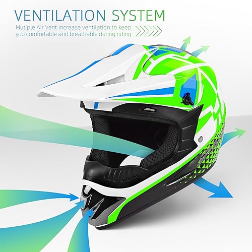 Miniatura 6 de Casco de motocross para jóvenes, cascos de motocicleta para niños, bicicleta de montaña todoterreno para adultos, BMX MX, ATV, cascos unisex de cara