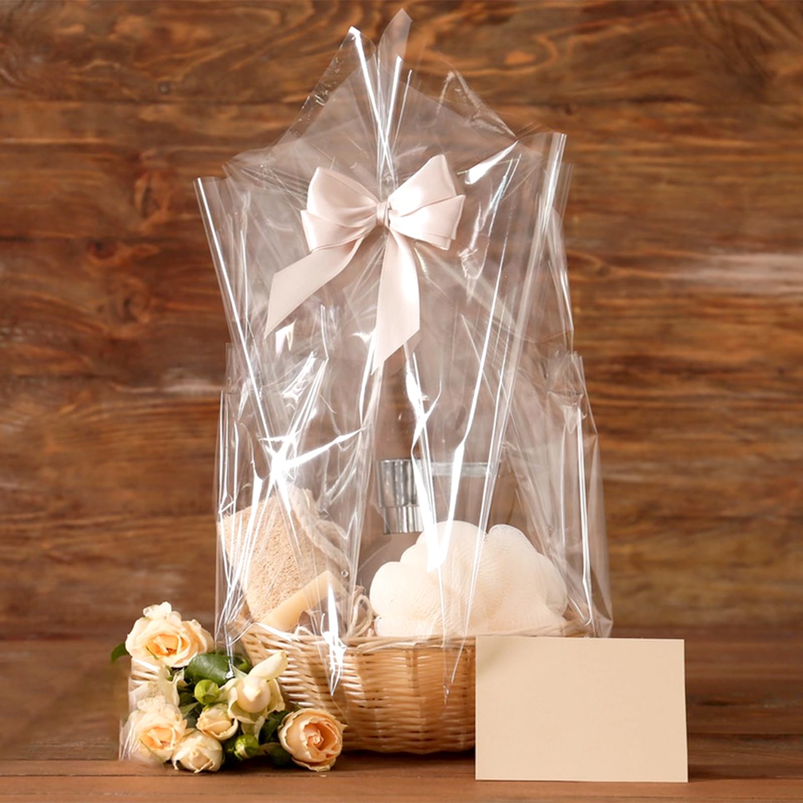 STARVAST 2 Stück 80CM x 30M Klare Cellophan Rolle - 3 Mil Dicke Zellophan Transparent, Klare Cellophan-Taschen Großes, Klares Verpackungspapier für Blumen Geschenkkörbe Wrap