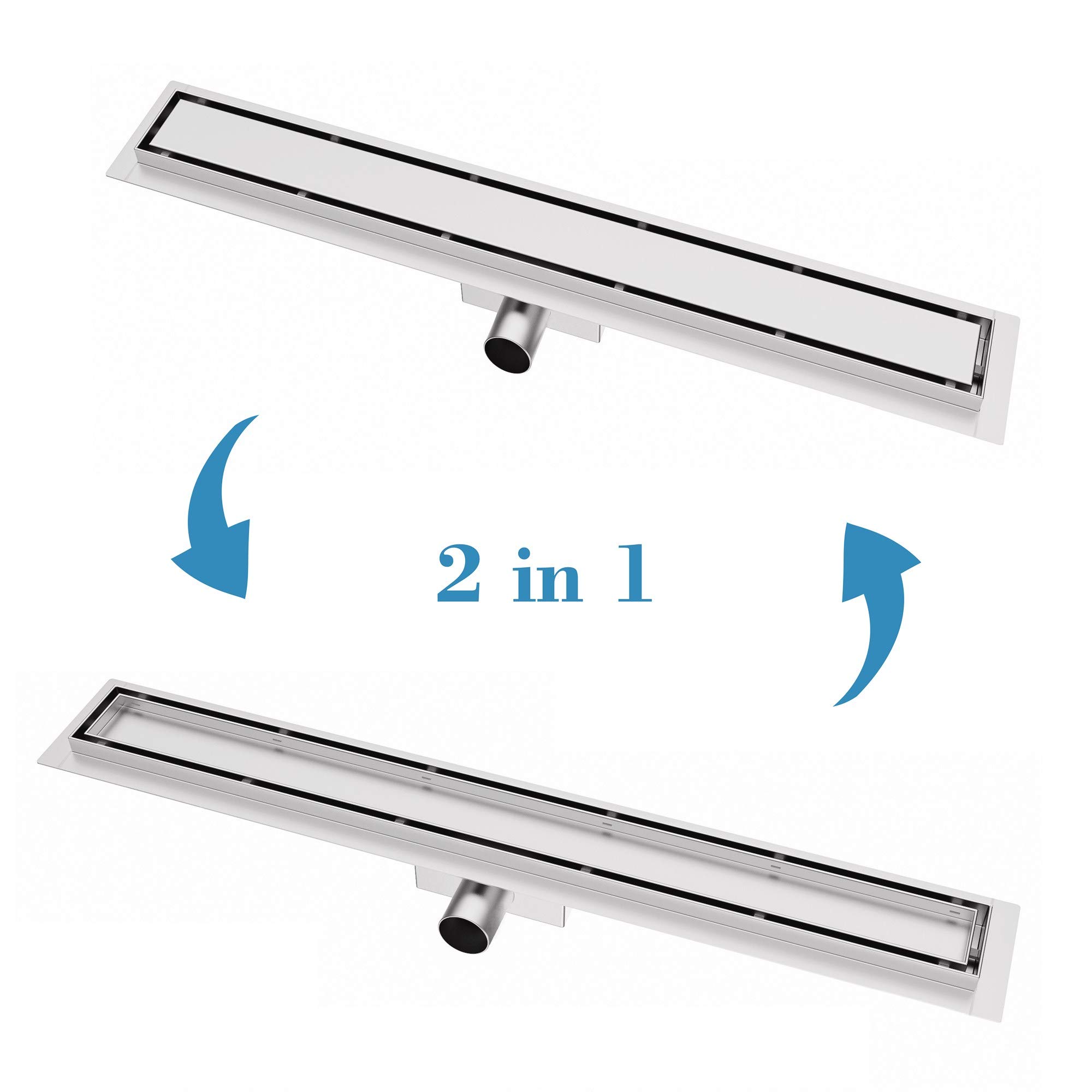 Canaletta Doccia In Acciaio Inox 60cm - Con Sifone Anti-odore E Filtro Capelli, Piastrellabile